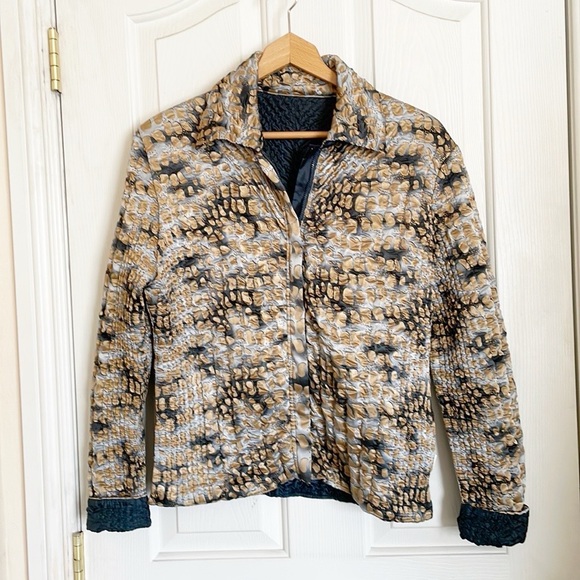 UbU reversible Quilted Crickle Front Zip Jacket Size M - Picture 2 of 9